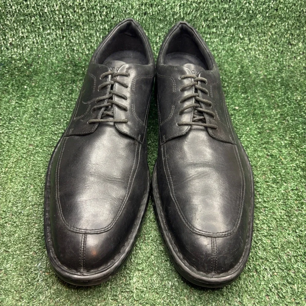 Rockport V74270 Essential Details Leather Apron Toe Oxford Black Mens Sz 13 Wide